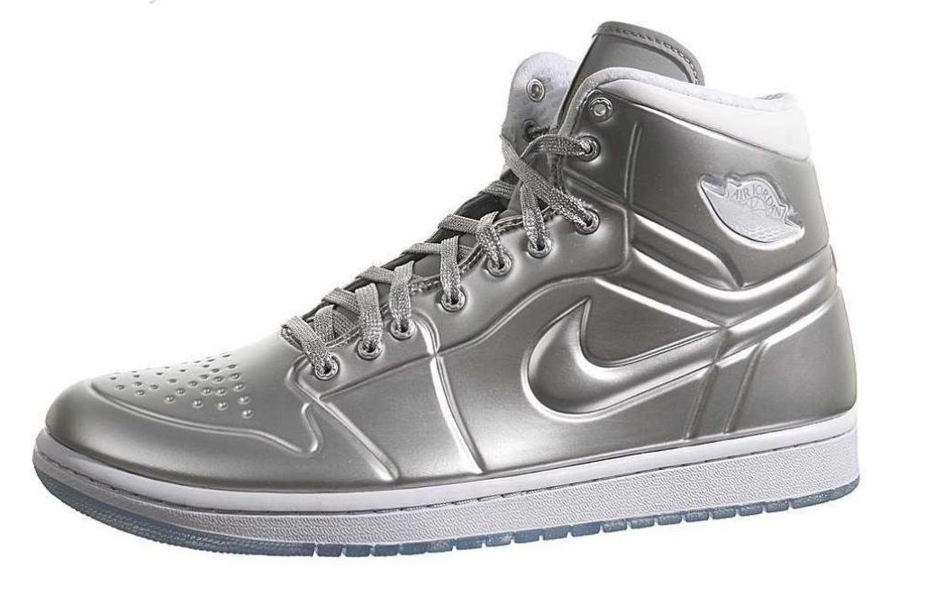 Silver Air Jordan Shoes.